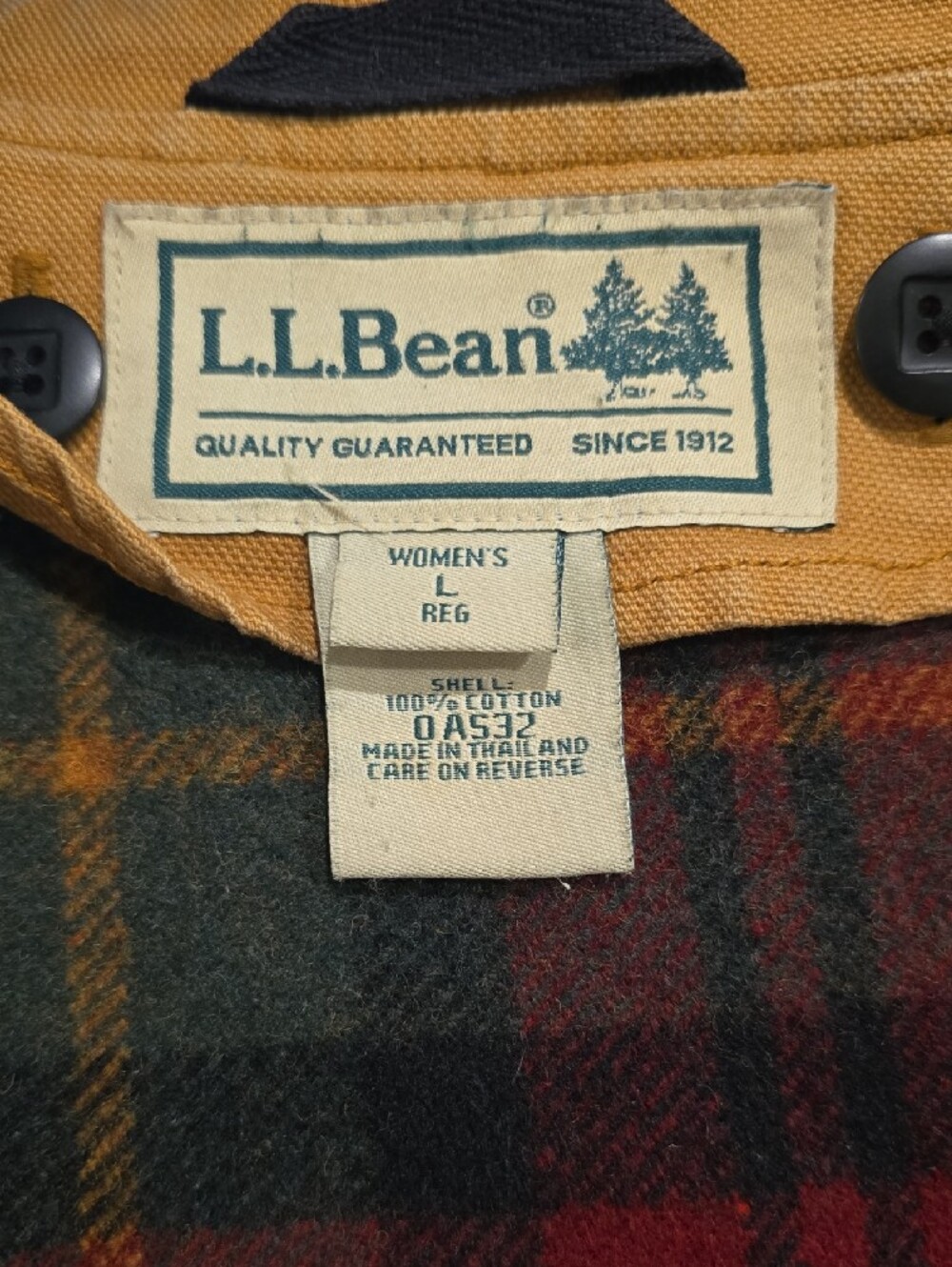 L.L. Bean Brown Canvas Field Jacket with Corduroy Collar - Picture 2 of 5